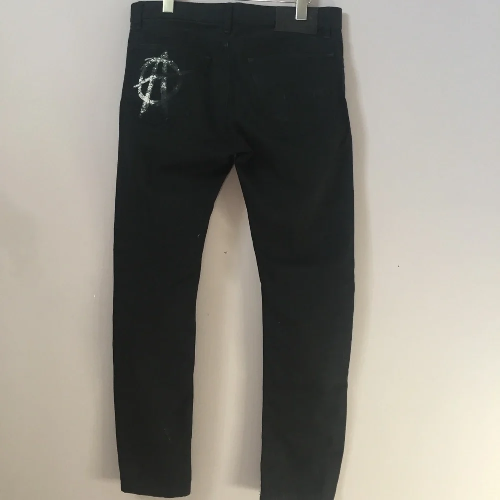 Ralph Lauren Ripped + Distressed Sons of Anarchy Style Black Jeans Denim 30 - Picture 7 of 11